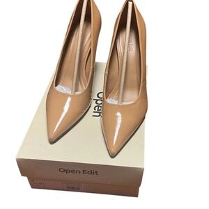 Open Edit Tan Pointed Toe Heels